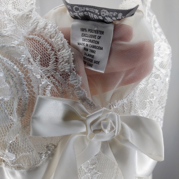 Vtg Cinema Etoile Seductive Wear Camisole Tank Top White Lace Sheer Bow XL - Picture 4 of 6